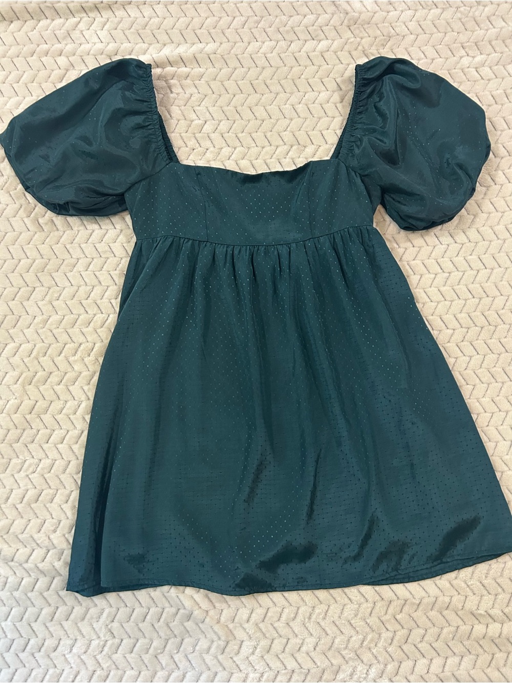 Altar'd State Teal Puff-Sleeve Mini Dress